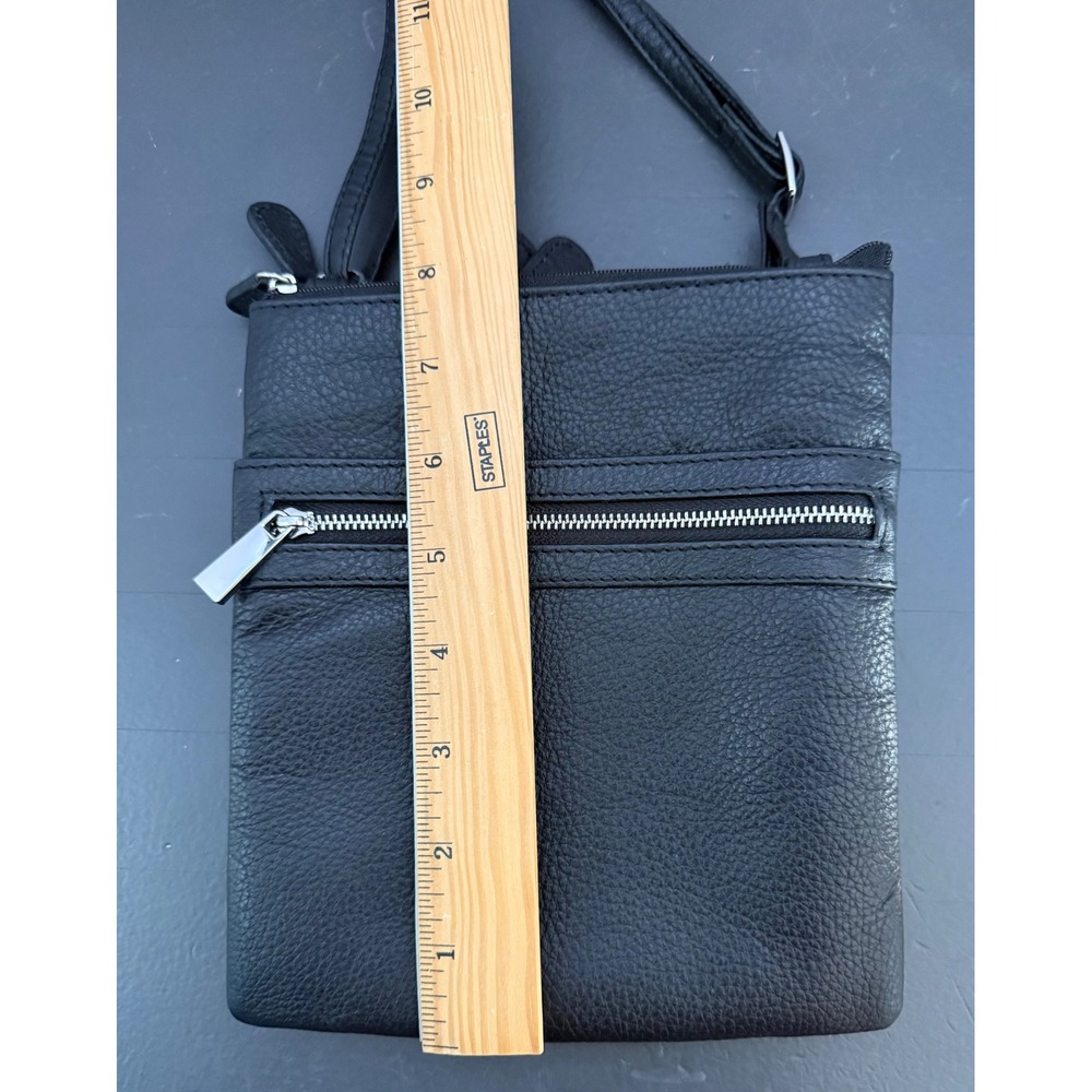 Giani Bernini Softy Core Black Leather Crossbody Silver Hardware Organize Travel - Picture 7 of 11
